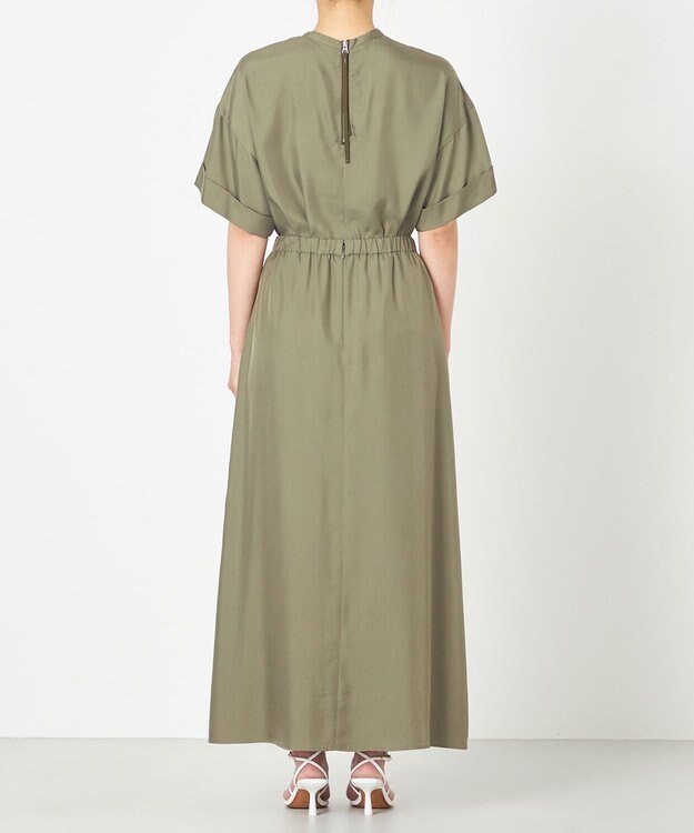 NAVE 【ReNAVE・セットアップ可/洗える/UVケア/接触冷感】フィブリルシャンブレー Aラインスカート カーキ系