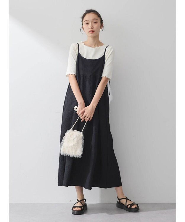 earth music&ecology バックリボンキャミワンピース Black