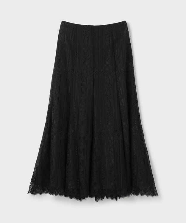GRACE CONTINENTAL ストライプレースフレアスカート ブラック