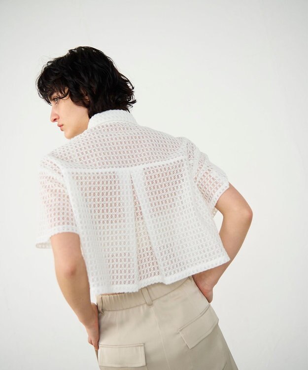 GRACE CONTINENTAL ラッセルメッシュシャツ ホワイト