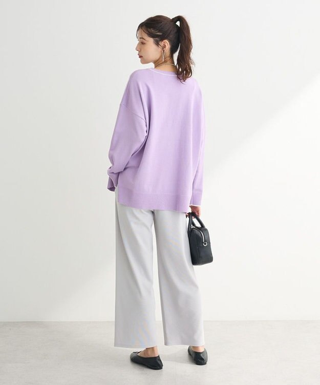 Green Parks アンチピリングライン入りニットプルオーバー Purple