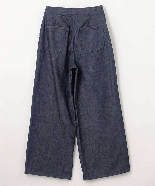 NAVE 【ReNave・セットアップ可/洗える】マーセライズデニム ラップワイドパンツ ネイビー系