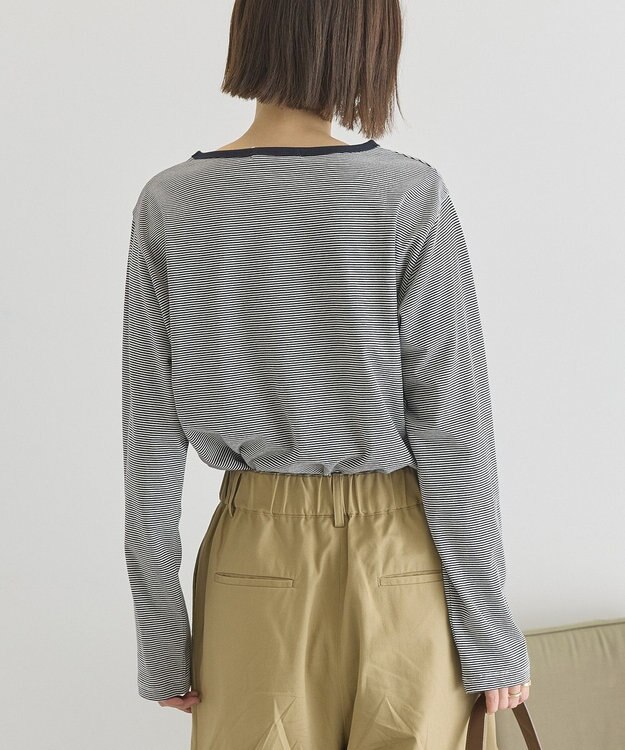 AMERICAN HOLIC シアーカラーボーダープルオーバー Dark Navy