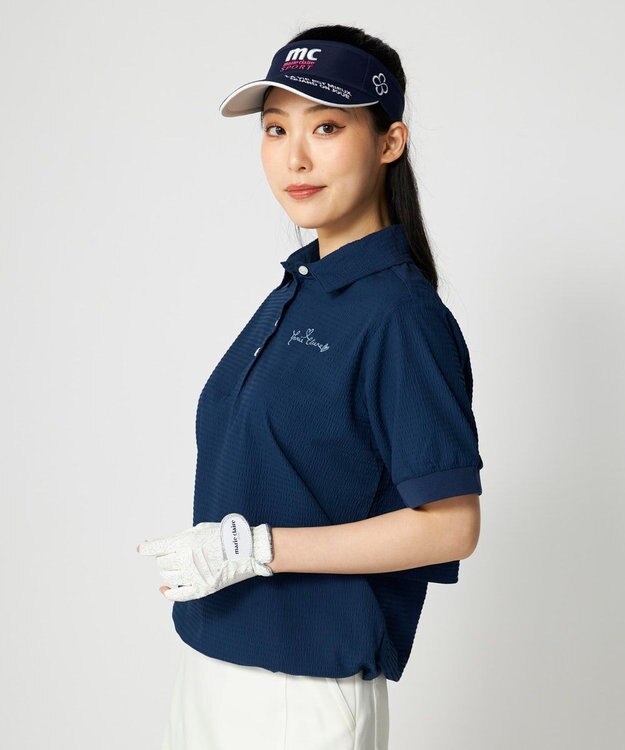 FILA GOLF／marie claire 【marie claire SPORT】 ストレッチサッカー素材ポロシャツ ネイビー