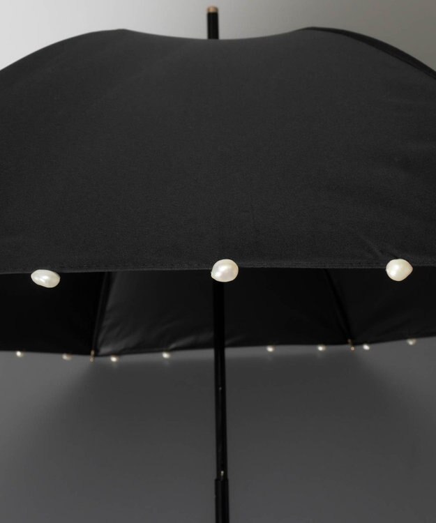 AURORA Beaurance ビューランス バロックパール付き晴雨兼用パラソル傘 (1段スライドショート傘) 日傘 ブラック