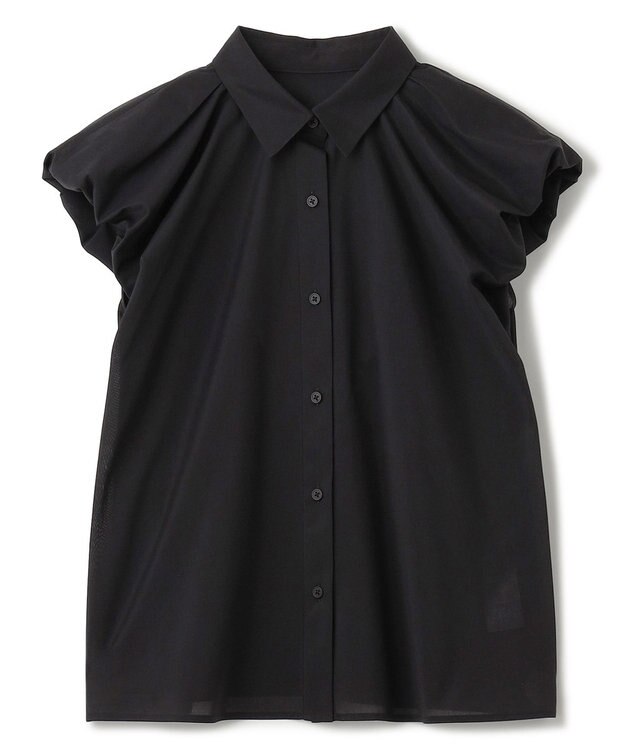 uncrave 【新色追加・洗濯機洗い可】シアー タックスリーブブラウス（uncrave STANDARD） ブラック