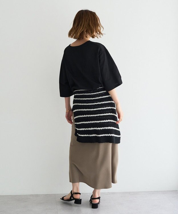 YECCA VECCA 【UVカット】ワイドスリーブ箔プリントTee Black