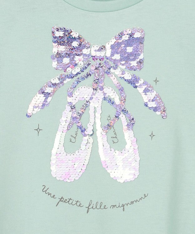 ANY KIDS ミラクルスパンコール 長袖Tシャツ ミント×バレエ