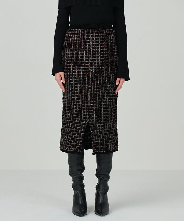 GRACE CONTINENTAL ツイードニットスカート ブラック