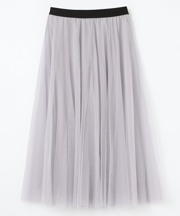 ANY 【ウエストゴム】チュールフレアースカート ライトグレー