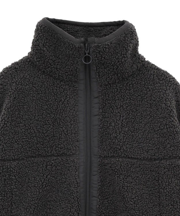 Green Parks 異素材コンビスタンドボアブルゾン Charcoal Gray