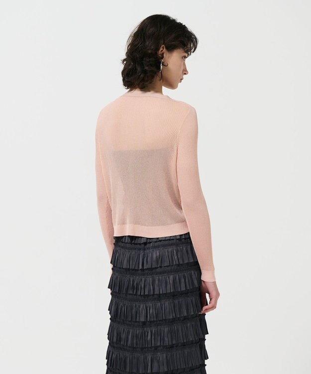 GRACE CONTINENTAL リブシアーニットカーディガン ピンク