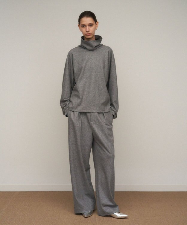 ATON MERINO COLLEGE JERSEY | タートルネックプルオーバー TOP GRAY
