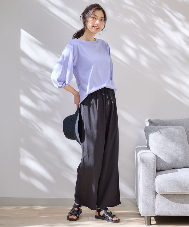 ANY L 【洗濯機可能/接触冷感/UVケア/イージーケア】清涼リラックスパンツ ブラック