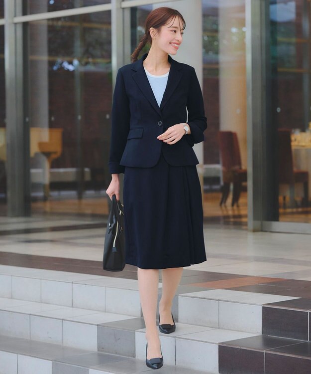 Tiaclasse L 【ダブルクロス・洗える】テーラードジャケット ネイビー