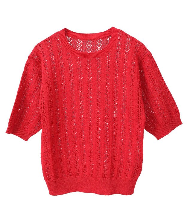 earth music&ecology 透かしニットプルオーバー Red