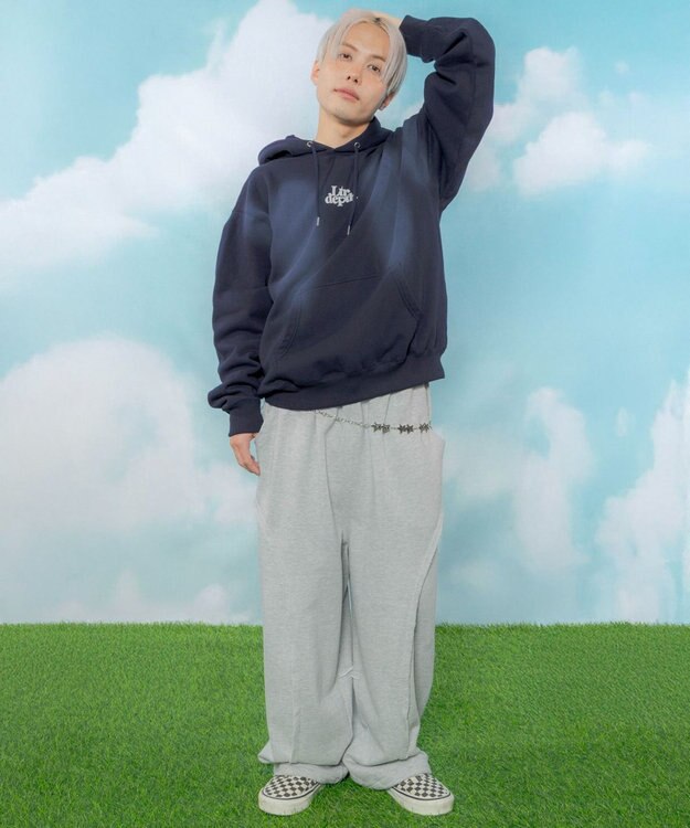 WEGO 【ユニセックス着用ITEM】ハートモチーフプルパーカー ネイビー