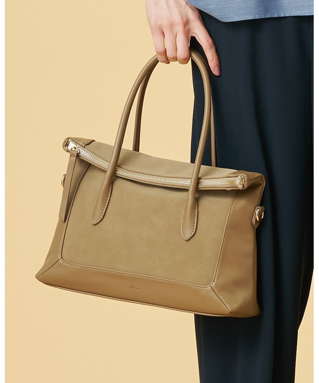 J.PRESS LADIES スエードコンビ トートバッグ ベージュ系