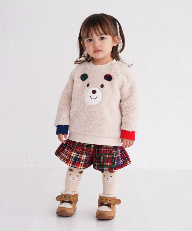 MIKI HOUSE HOT BISCUITS 【80-110cm】 顔ドン ボアフリーストレーナー アイボリー