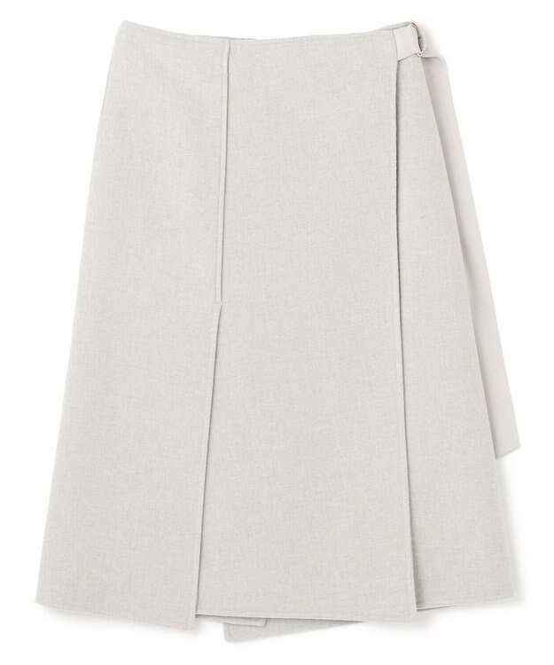 BEIGE， GRASSE / サテンベルト付きリバーラップスカート L Gray