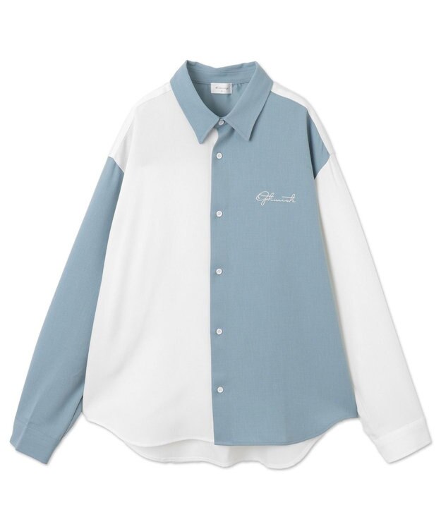 WEGO 【しわになりにくい】ドライポリカラーブロックシャツ（LS） サックス