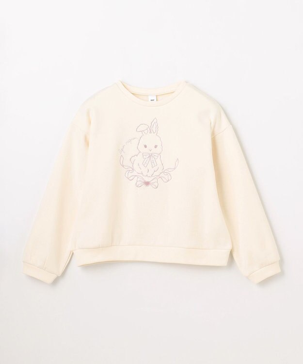 ANY KIDS アニマル刺繍 裏シャギー トレーナー エクリュ×ウサギ