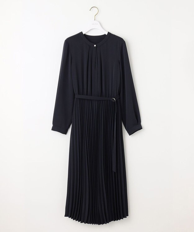 ANY SIS 【AIコラボ】スタンドカラープリーツ ワンピース ネイビー