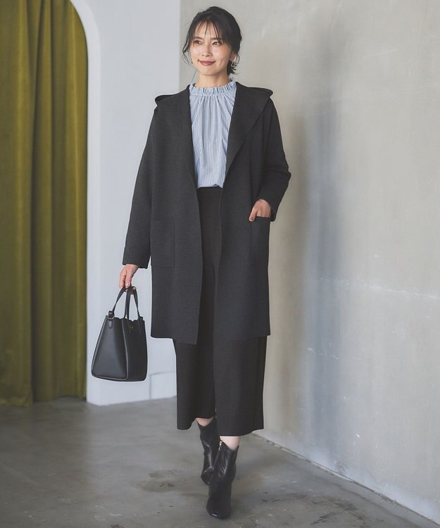 ANY 【洗濯機可】フーディーコーディガン チャコール