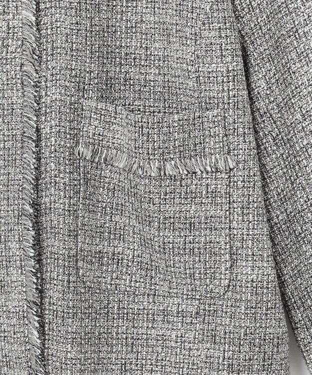 自由区 L 【17号サイズまで展開・カタログ掲載】ライトミックスツイード ジャケット グレー