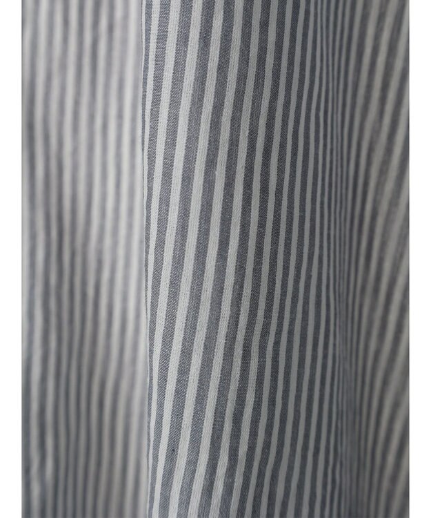 CRAFT STANDARD BOUTIQUE インド綿バンドカラーワンピース Stripe Gray