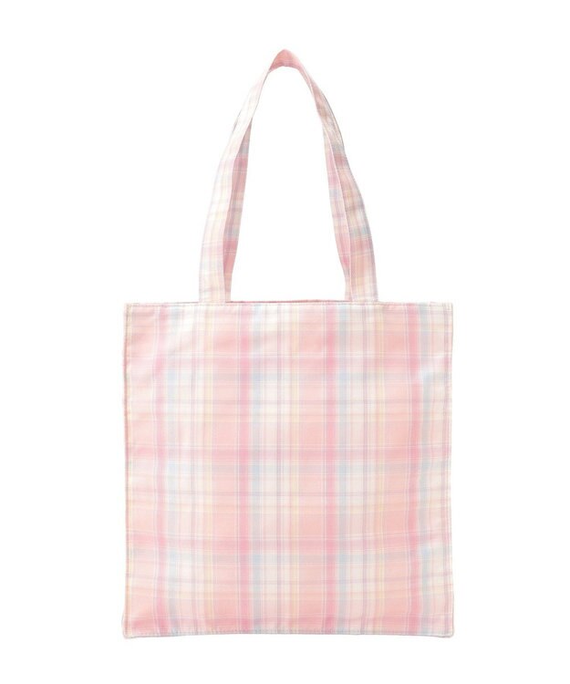 Maison de FLEUR ブランドロゴ刺繍チェックスクエアトート Pink