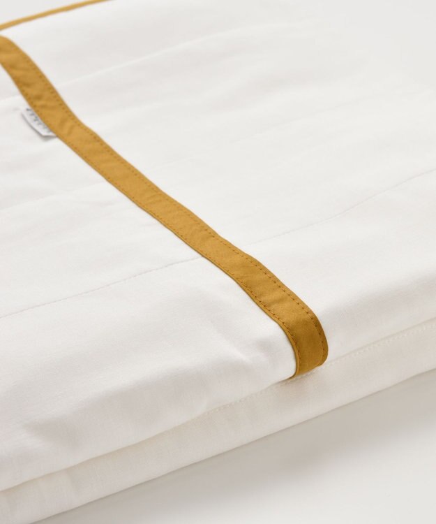 京和晒綿紗 ガーゼケット　白5重合わせ マスタードバイアス