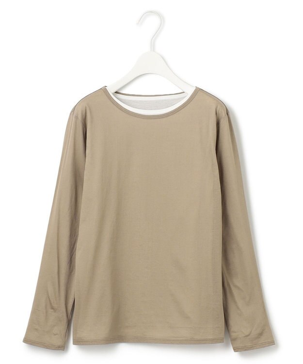 ICB L 【洗える】46Gハンドレッドジャージー プルオーバー トープ×オフホワイト系