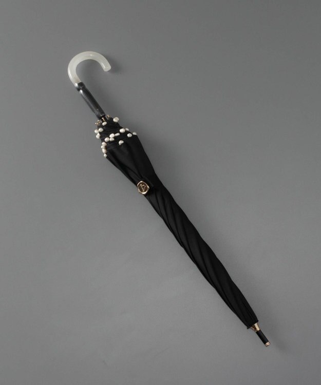 AURORA Beaurance ビューランス バロックパール付き晴雨兼用パラソル傘 (1段スライドショート傘) 日傘 ブラック