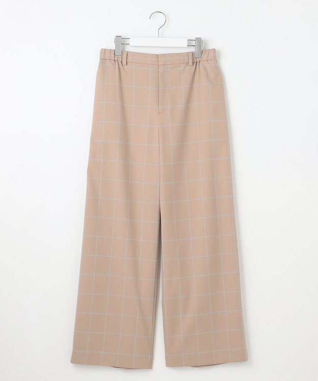 自由区 【洗える】ウィンドウペーンチェックワイド パンツ ベージュ系