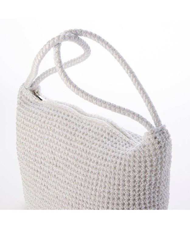UNBILLION カシュカシュ cachecache / 2wayハンドルメタリックコード編みトートバッグ ホワイト