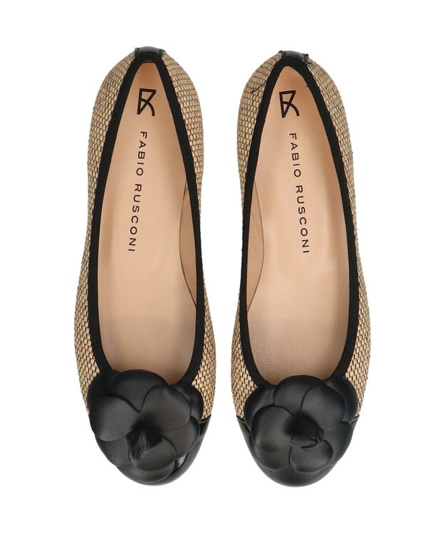 INTER-CHAUSSURES 【FABIO RUSCONI】異素材コンビラウンドトウカメリアバレエ ベージュコンビ