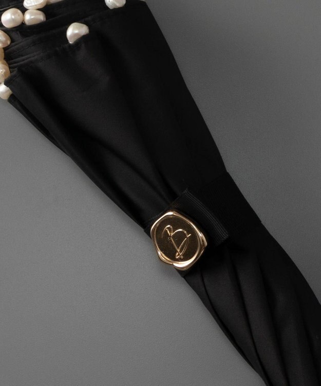 AURORA Beaurance ビューランス バロックパール付き晴雨兼用パラソル傘 (1段スライドショート傘) 日傘 ブラック