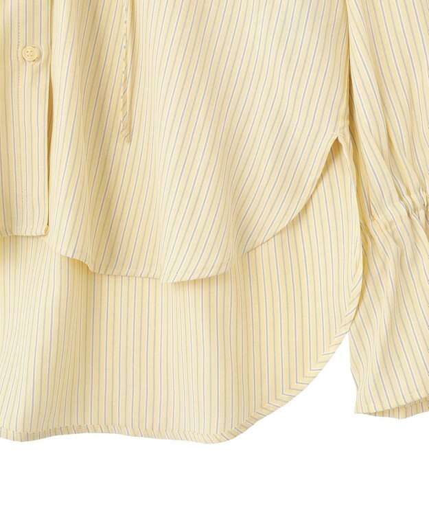 AMERICAN HOLIC スタンドフリルストライプスキッパーブラウス Yellow