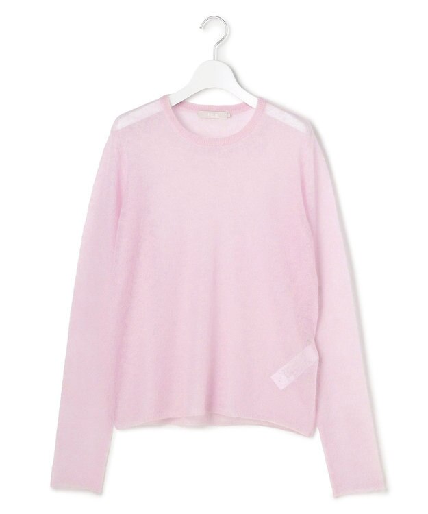 ICB L 【洗える】 シルキーシアーモヘヤ ニットプルオーバー シェルピンク系