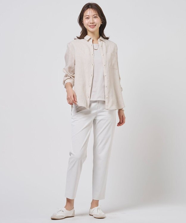 J.PRESS LADIES S 【WEB限定カラーあり・2way】リネン シャツ ブラウス トップベージュ系