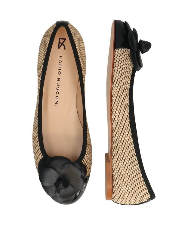 INTER-CHAUSSURES 【FABIO RUSCONI】異素材コンビラウンドトウカメリアバレエ ベージュコンビ