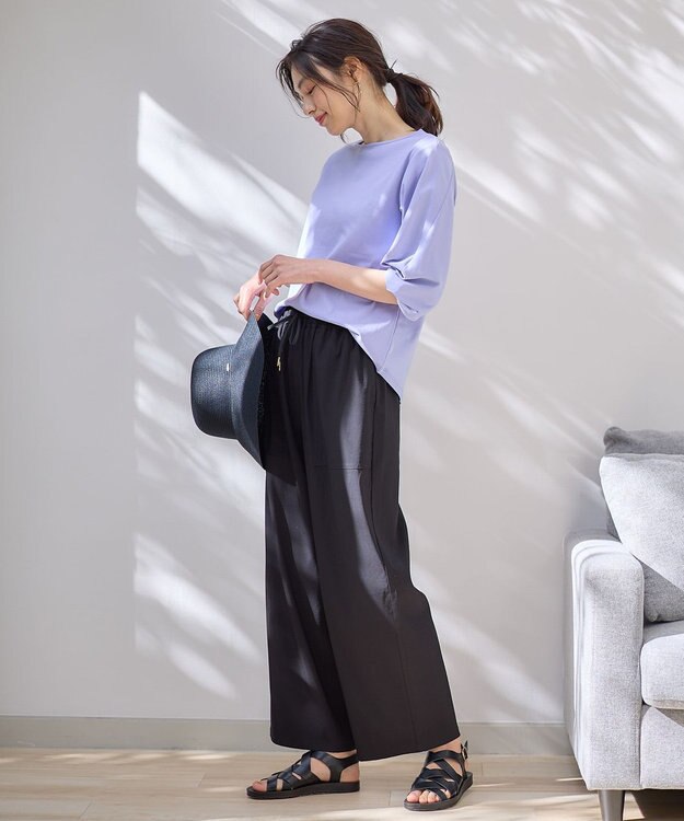 ANY L 【洗濯機可能/接触冷感/UVケア/イージーケア】清涼リラックスパンツ ブラック