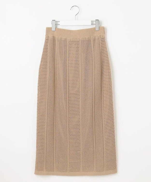 自由区 L 【洗える】シアーコイル スカート キャメル系