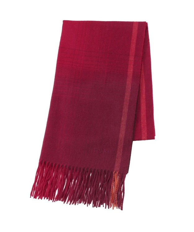 MOONBAT FURLA(フルラ）ウール100％ オンブレー チェックストール ワイン