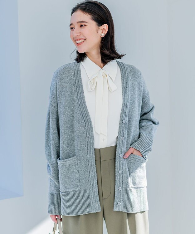 組曲 【WEB限定】SOBANEラメカーディガン ライトグレー系