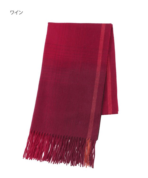 MOONBAT FURLA(フルラ）ウール100％ オンブレー チェックストール ワイン