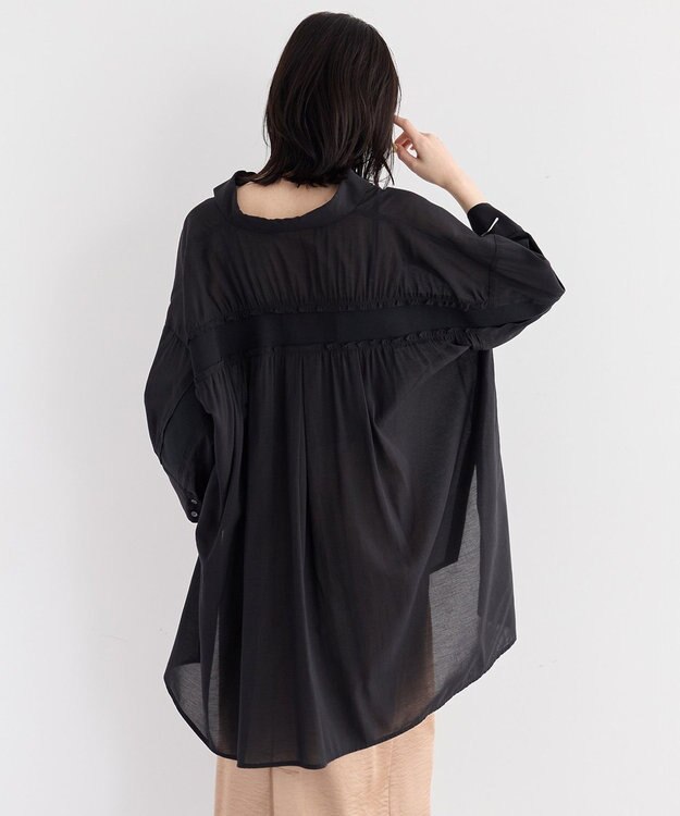 YECCA VECCA リブMIXシアーオーバーシャツ Black