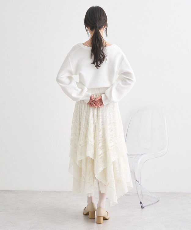 earth music&ecology パールボタンショートニットカーディガン Off White