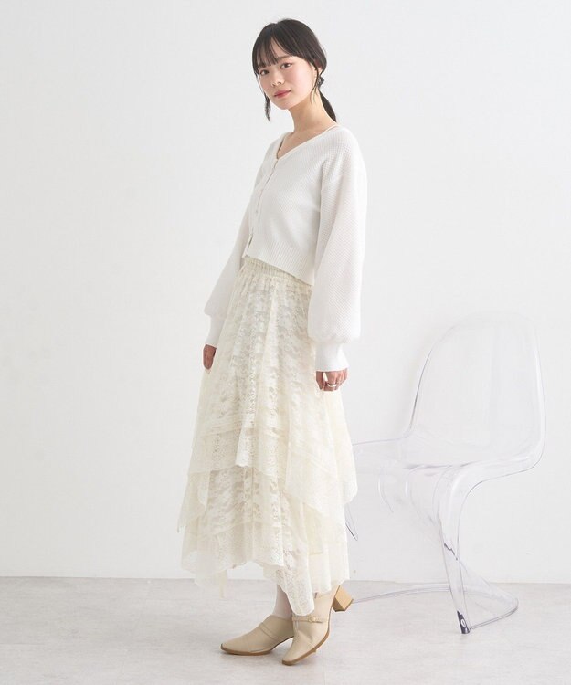 earth music&ecology パールボタンショートニットカーディガン Off White